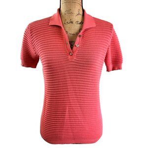O.D.D. OBJETS DE DESIR Coral Ribbed Knit 100% Cotton Polo Sweater Sz 8/44